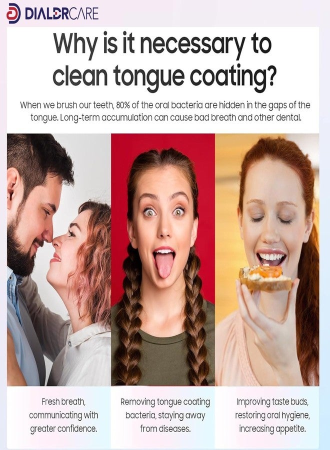 DIALDRCARE مكشطة اللسان DIALDRCARE للبالغين، منظفات اللسان للحد من رائحة الفم الكريهة، مكشطة أسنان فموية - نفس منعش (متعددة الاستخدامات) - Image 5